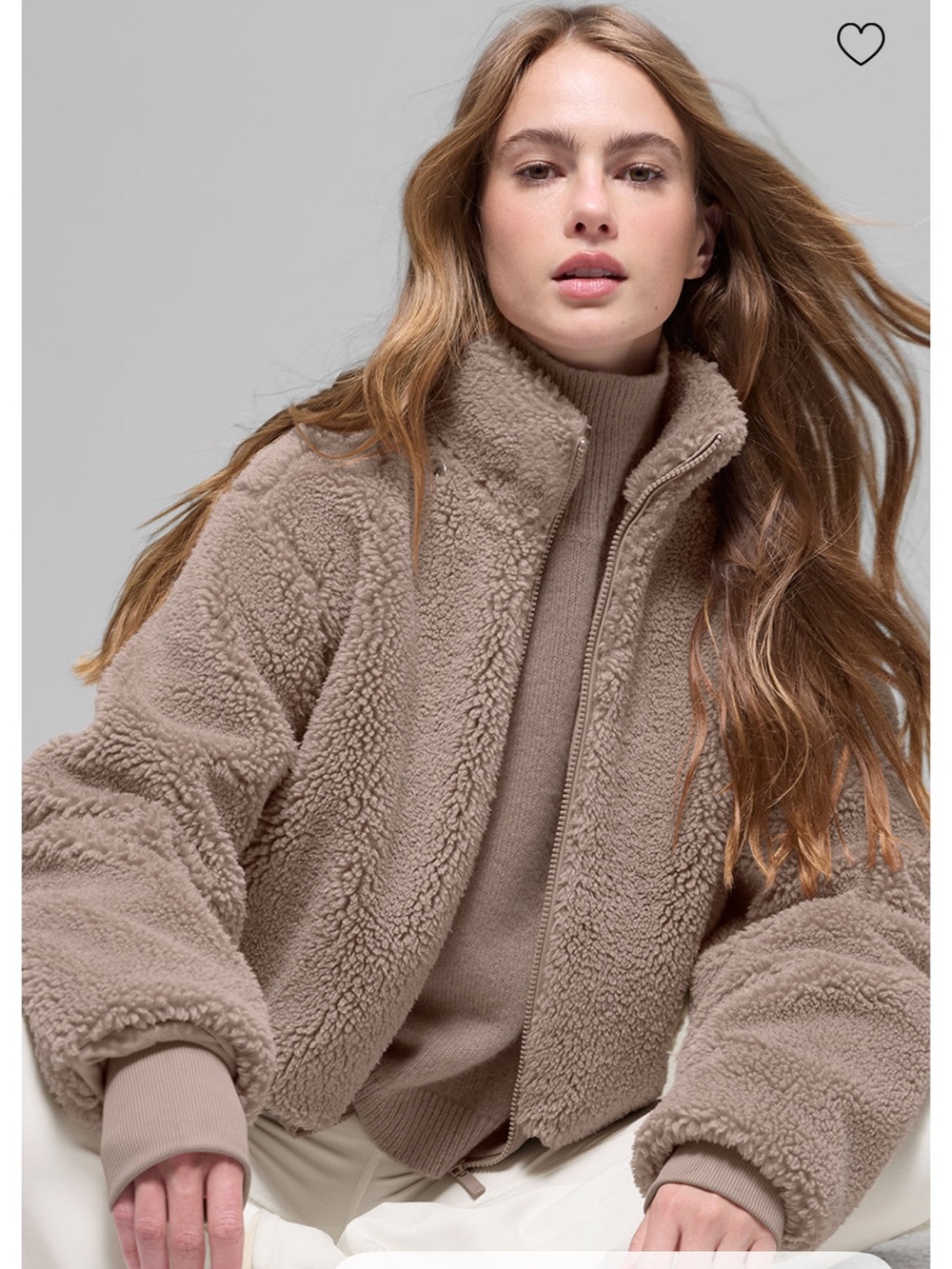 ALO Yoga Plush Sherpa Zip Jacket in Taupe